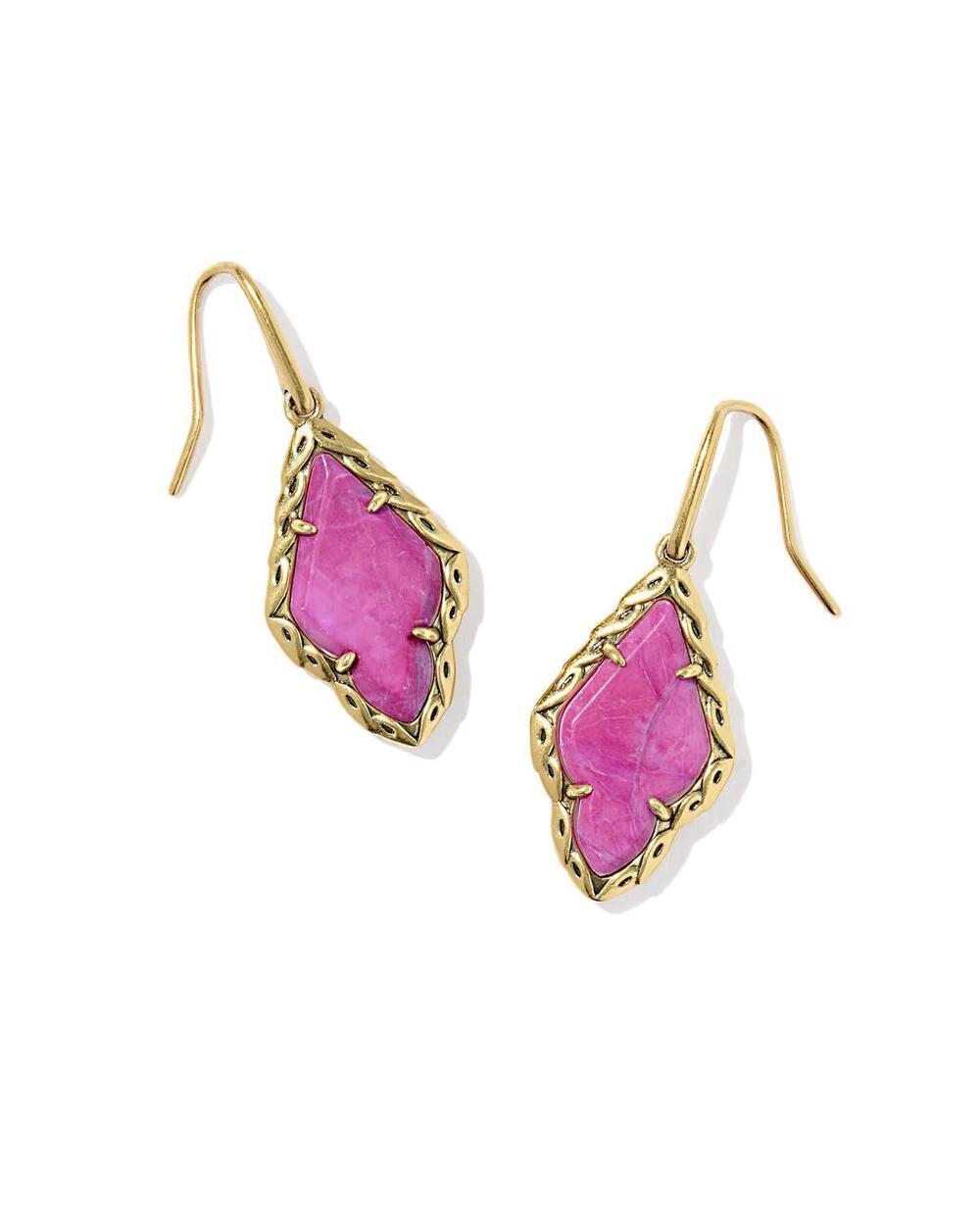 NEW KENDRA SCOTT women's adeline vintage drop earrings in dark fuchsia variegate